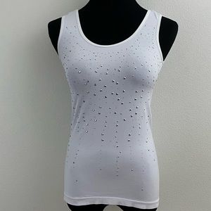 LC Couture | White Tank w/ Silver Gems
